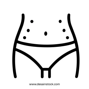 Simple Line Drawing Woman Body with Skin Rash Illustration Icon