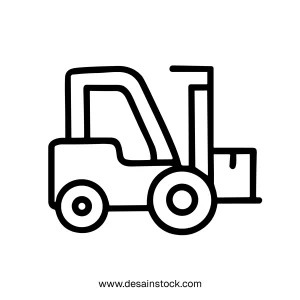 Minimalist Outline Forklift Truck Construction Vehicle Machine Industrial Icon