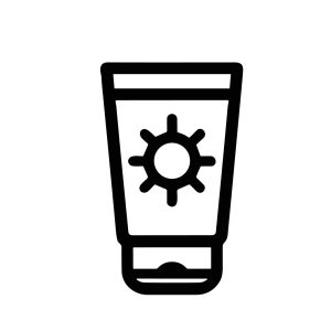 Simple Outline Sunscreen Tube with Sun Icon Illustration Graphic