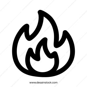 Simple Outline Fire Flame Sign Shape Icon Graphic Illustration
