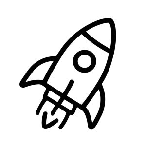 Handdrawn Outline Rocket Ship Taking Off Space Exploration Line Art