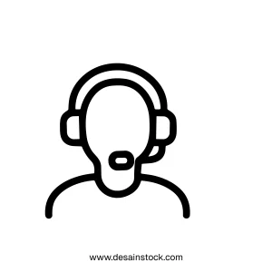Outline Simple Minimalist Customer Service Person Headset Line Icon
