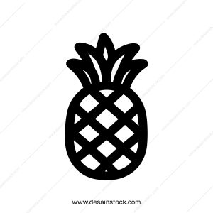 Simple Handdrawn Outline Pineapple Tropical Fruit Food Silhouette Icon