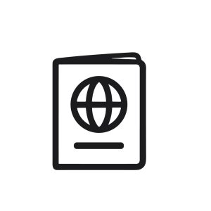 Minimalist Outline International Passport with Globe Symbol Travel Document Icon