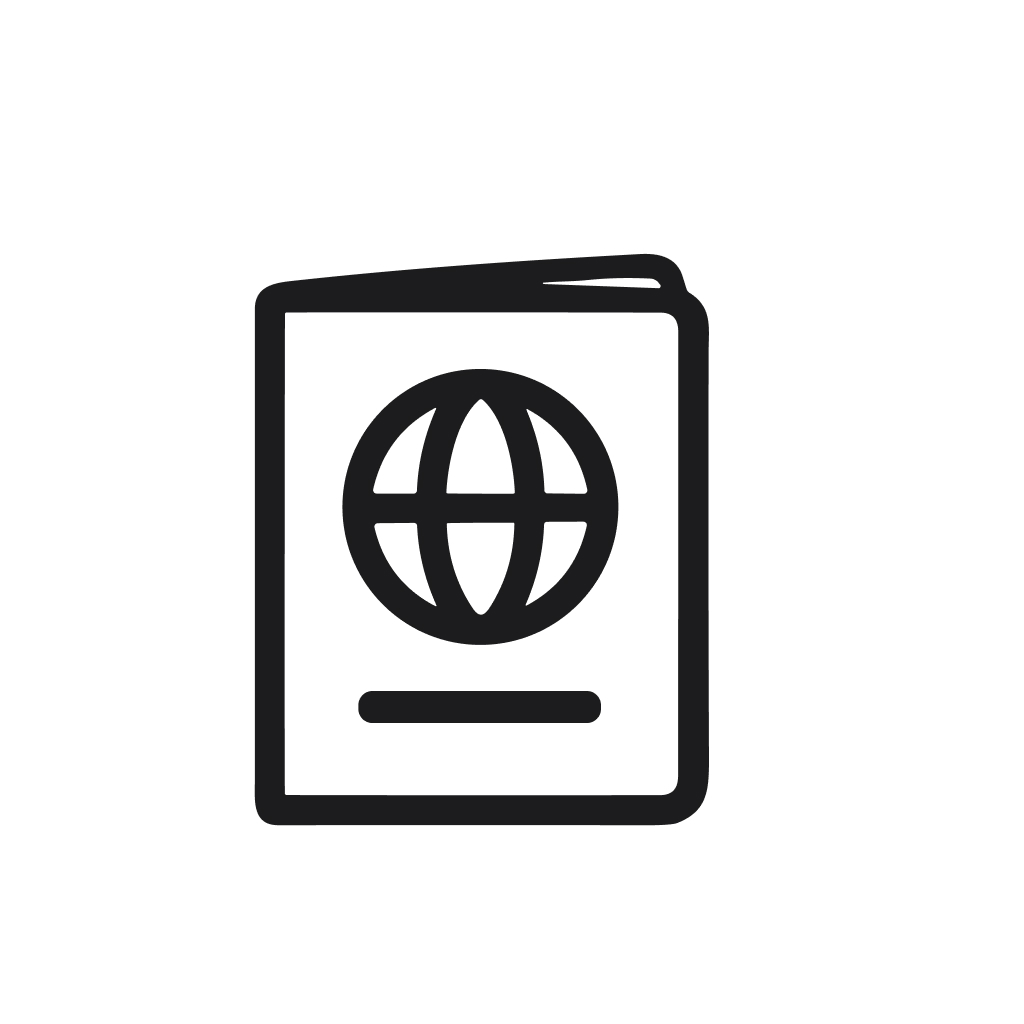 Minimalist Outline International Passport with Globe Symbol Travel Document Icon