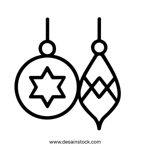 Outline Minimalist Christmas Ornaments Hanging with Star and Abstract Shape Decoration