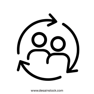 Minimalist Outline User Group Circle Arrow Refresh Exchange Icon Symbol