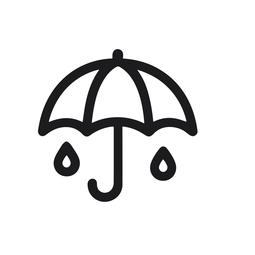 Minimalist Outline Umbrella With Rain Drop Weather Protection Symbol Icon