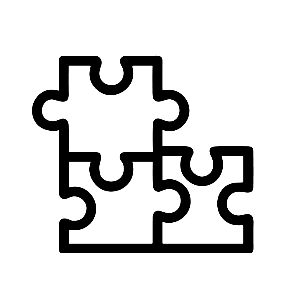 Minimalist Outline Interlocking Puzzle Piece Symbol Graphic Shape Icon Element