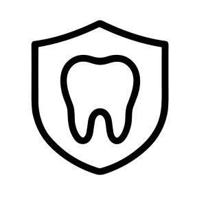 Minimalist Outline Tooth Protection Shield Symbol Sign Shape Icon Graphic