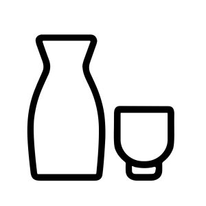 Minimalist Outline Sake Set Japanese Rice Wine Bottle And Cup Icon