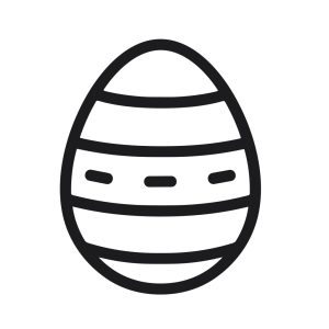 Minimalist Outline Decorative Striped Easter Egg Celebration Holiday Icon