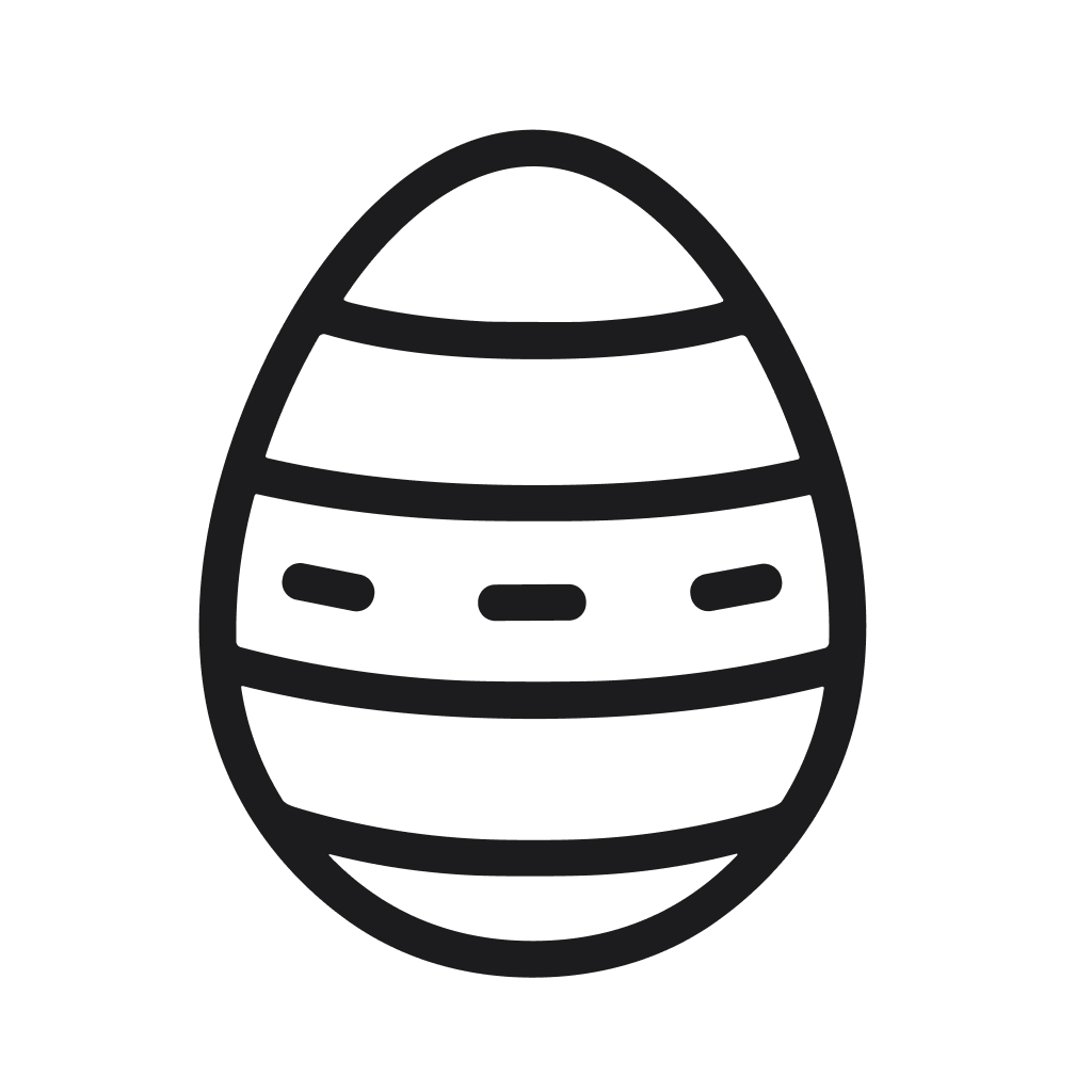 Minimalist Outline Decorative Striped Easter Egg Celebration Holiday Icon