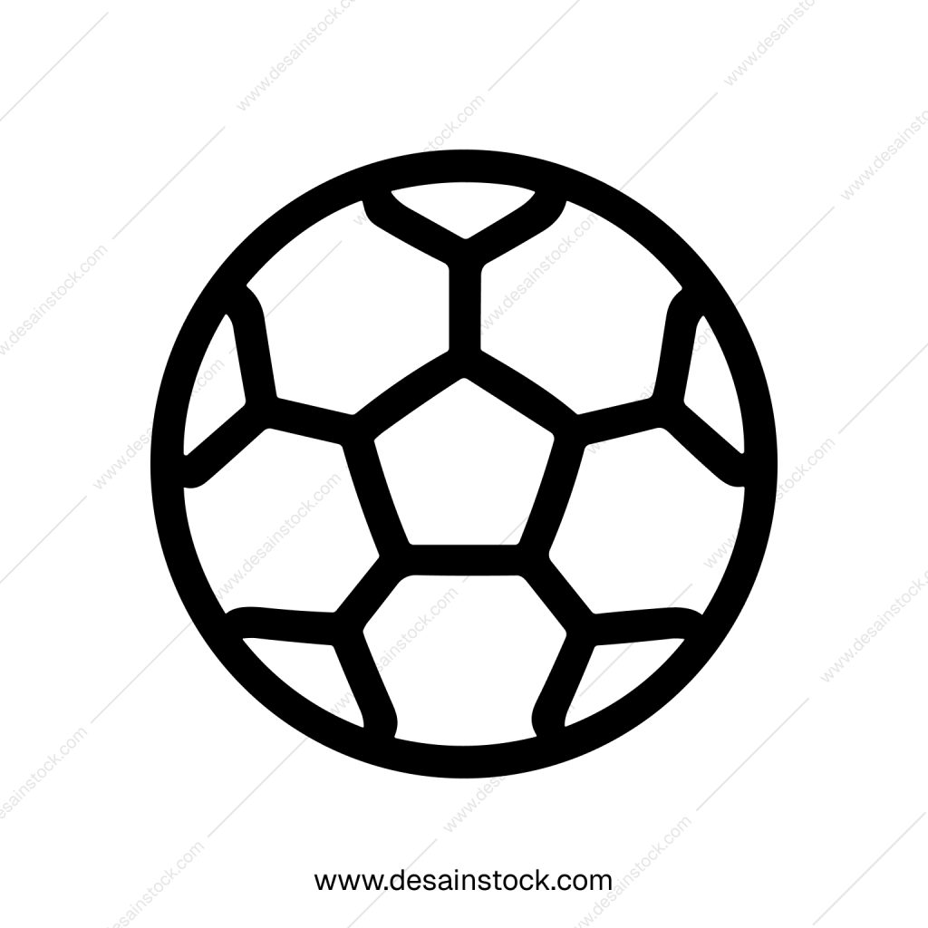 Minimalist Outline Round Soccer Ball Sign Shape Icon Graphic Element