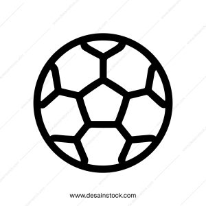 Minimalist Outline Round Soccer Ball Sign Shape Icon Graphic Element