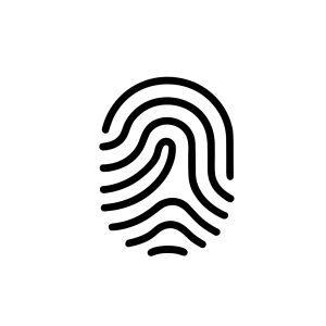 Simple Outline Fingerprint Identification Security Access Unique Mark Icon