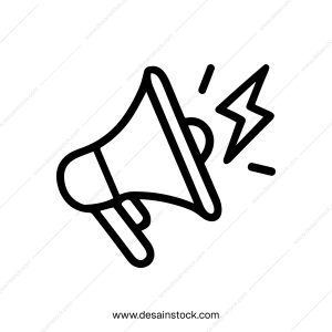 Simple Outline Loudspeaker with Lightning Bolt Alert Icon Symbol Element