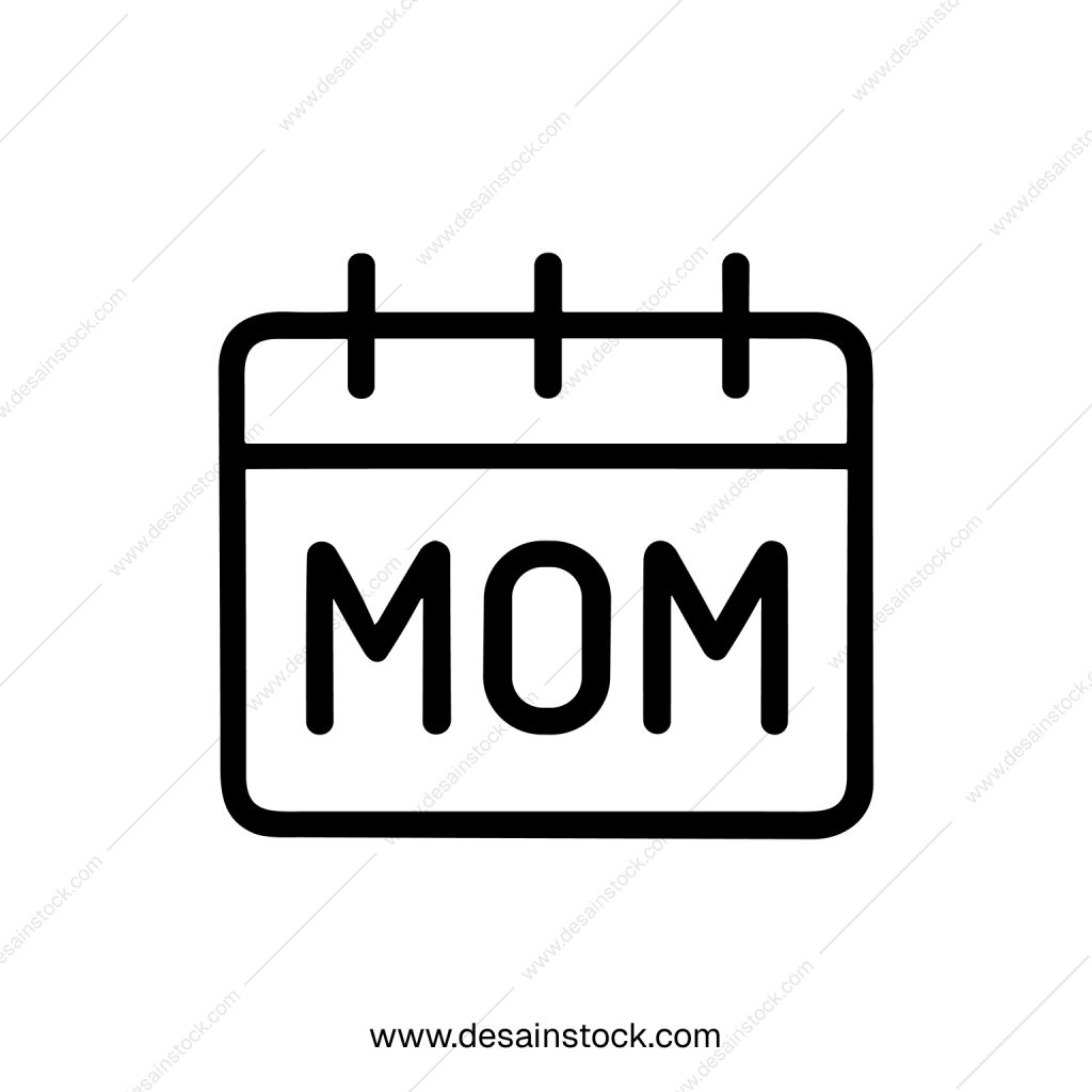 Simple Lineart Calendar Mother Day Celebration Reminder Date Icon
