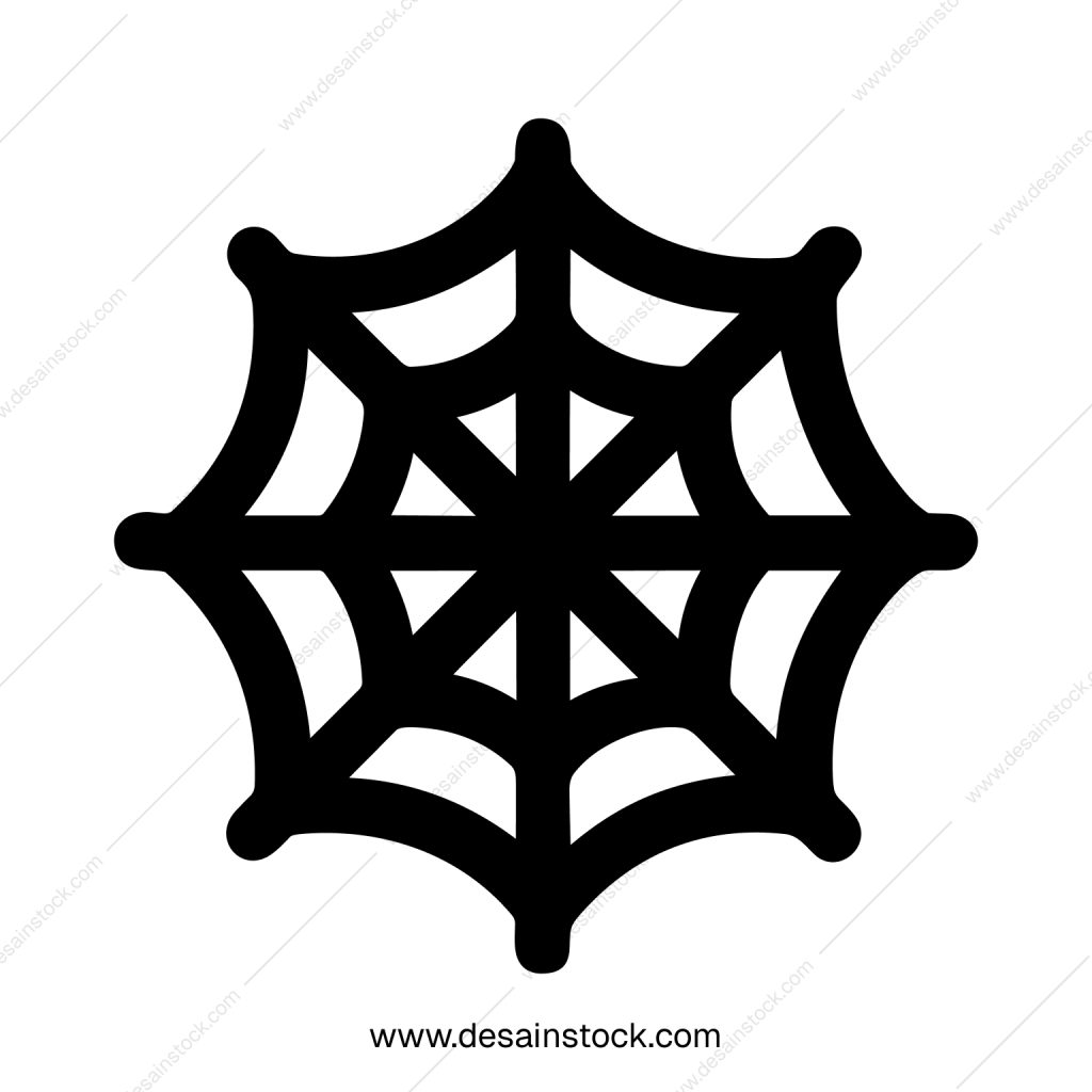 Simple Outline Spiderweb Silhouette Decoration Creepy Halloween Graphic Element