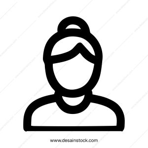 Simple Line Drawing Woman Avatar Symbol Representing a Person User Interface