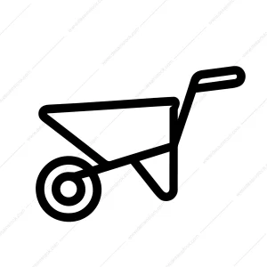 Simple Line Art Wheelbarrow Tool for Gardening and Construction Icon