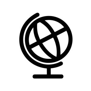 Minimalist Black Line Globe Earth World Map Education Icon Graphic