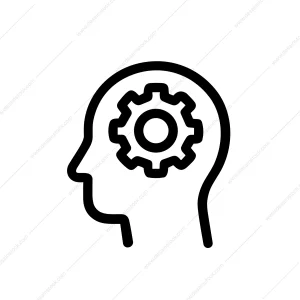 Simple Line Style Gear Inside Head Symbol Brainstorming Icon