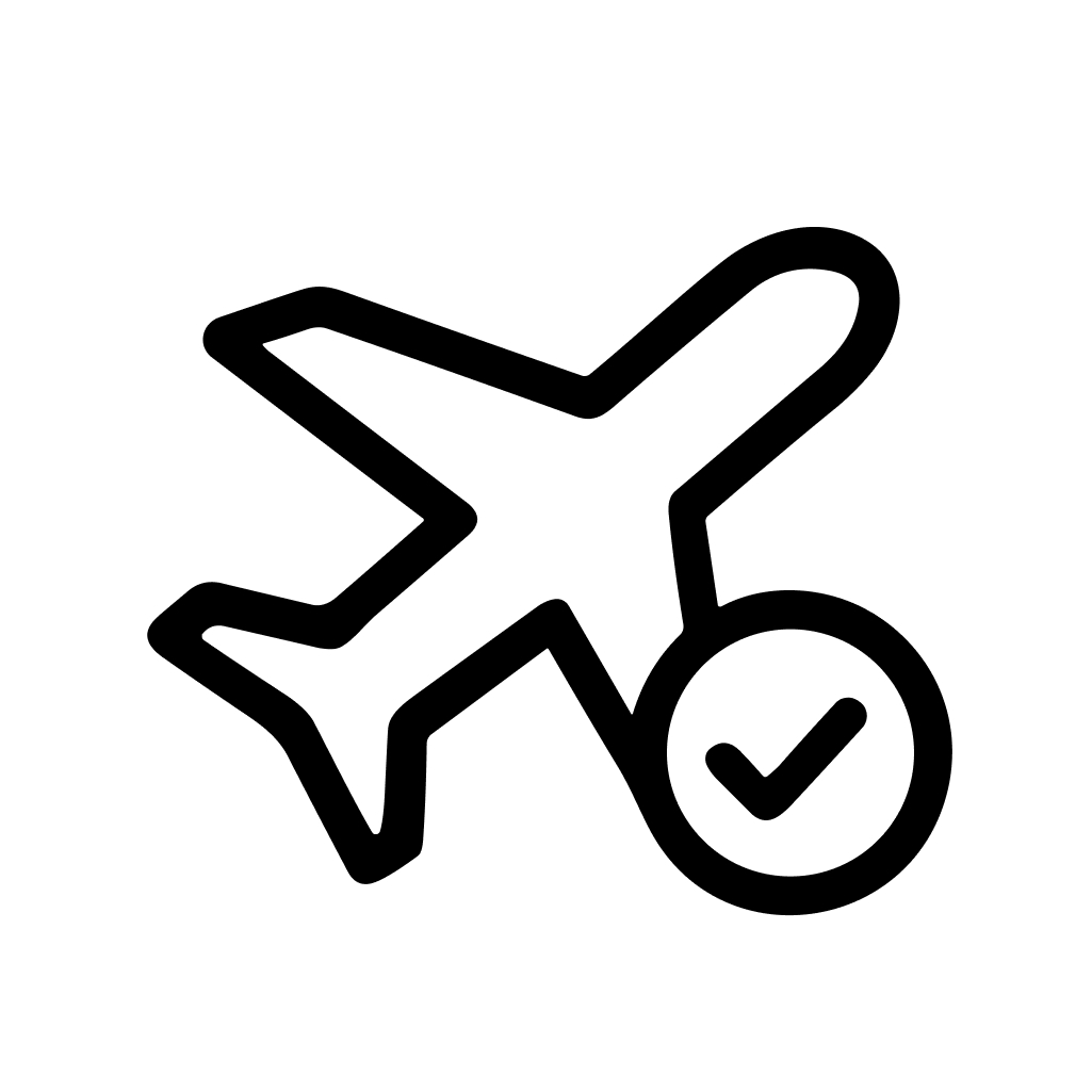 Simple Outline Aircraft Airplane Checkmark Sign Aviation Transportation Icon