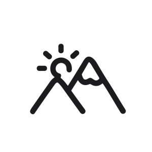 Minimalist Line Art Mountain Peak with Sunrise Outdoor Landscape Icon
