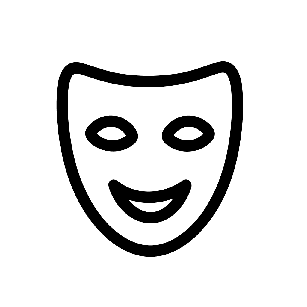 Minimalist Outline Smiling Mask Costume Carnival Festival Celebration Icon
