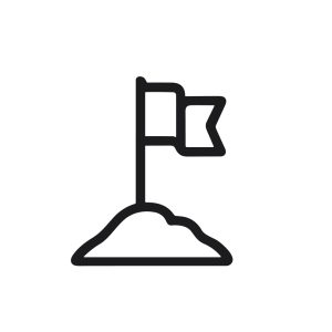 Minimalist Outline Flag on Hill Achievement Goal Location Line Icon