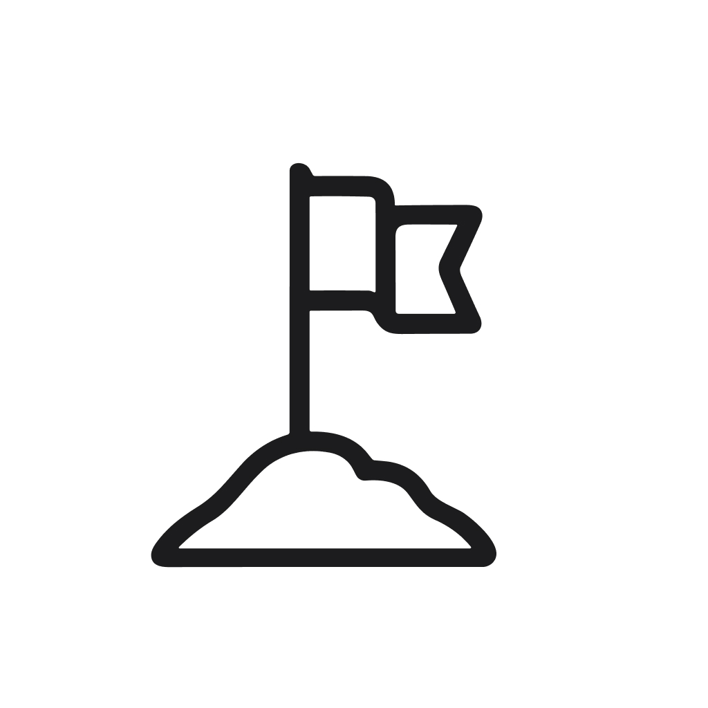 Minimalist Outline Flag on Hill Achievement Goal Location Line Icon