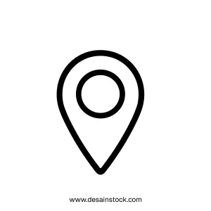 Minimalist Outline Simple Location Pin Symbol Navigation Sign Icon