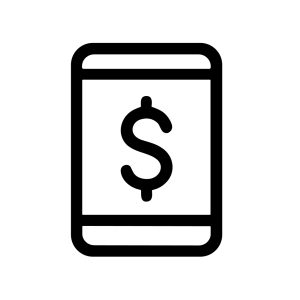 Simple Line Mobile Money Transaction Outline Icon for Financial Application