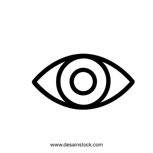 Simple Line Drawing Eye Vision Sight Organ Anatomy Icon Symbol