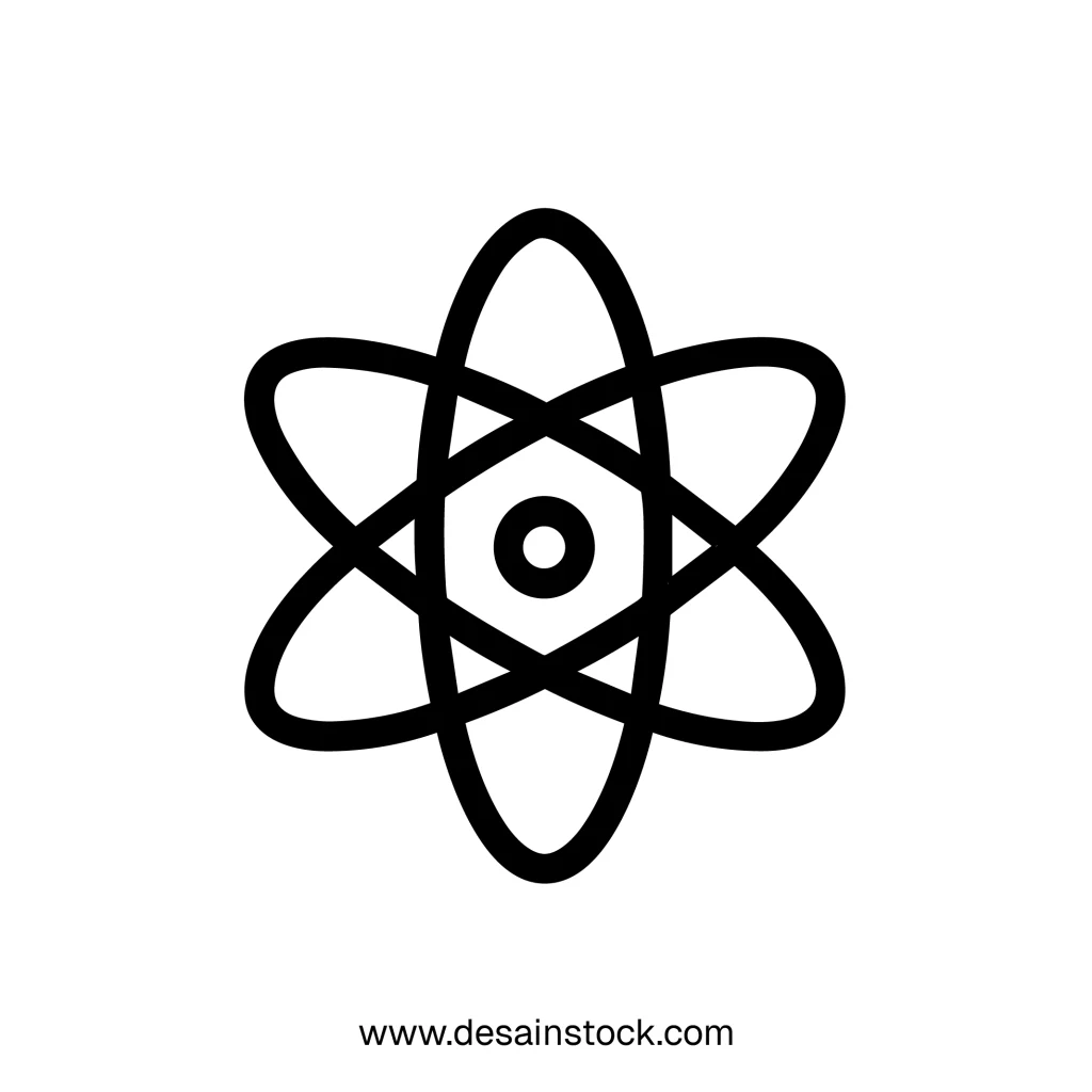 Simple Line Art Atom Symbol Science Physics Chemistry Icon