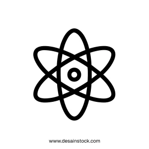 Simple Line Art Atom Symbol Science Physics Chemistry Icon