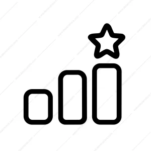 Outline Simple Bar Chart with Star Symbol Business Icon