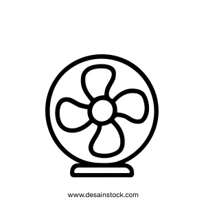 Simple Outline Table Fan Cooling Appliance Home Decoration Icon Design