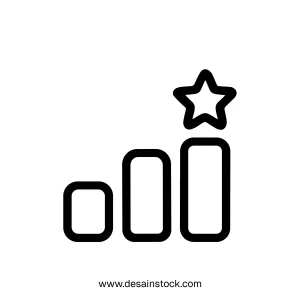 Line Simple Graph with Star Symbol for Success Achievement Icon