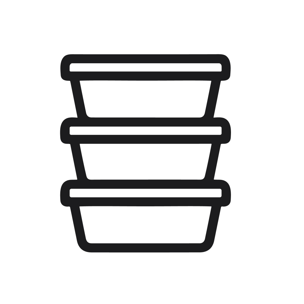 Simple Outline Stacked Food Container Storage Box Line Art Icon