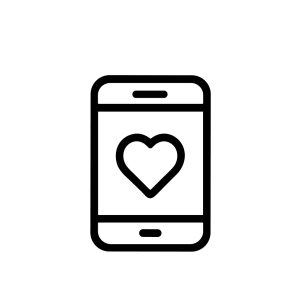 Line Art Smartphone with Heart Shape on Screen Technology Icon