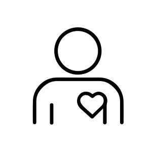 Simple Outline Man with Heart Shape on Chest Illustration Icon