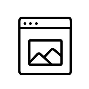 Outline Simple Website Browser Window with Image Gallery Line Icon