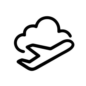 Minimalist Outline Airplane Flying Through Clouds Transportation Travel Icon