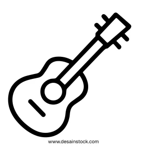 Handdrawn Minimalist Ukulele Musical Instrument with Simple Line Art Design