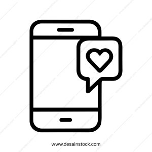 Outline Simple Smartphone Heart Like Notification Symbol Shape Icon
