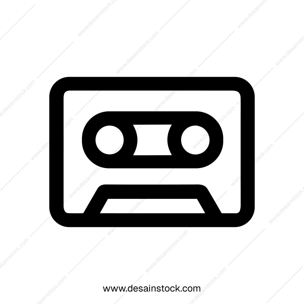 Simple Outline Cassette Tape Audio Record Music Player Icon