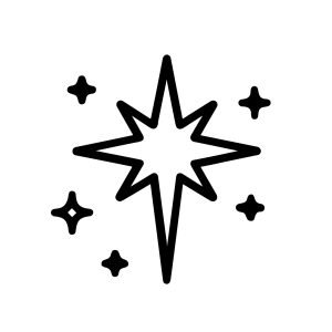 Simple Outline Celestial Starburst Twinkle Sparkle Element Decorative Shape Icon