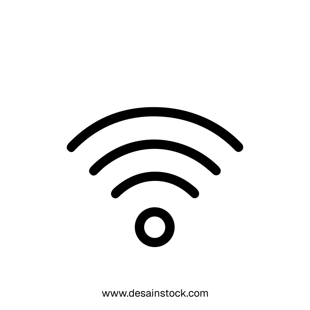 Simple Line Wifi Wireless Connection Signal Technology Icon Illustration